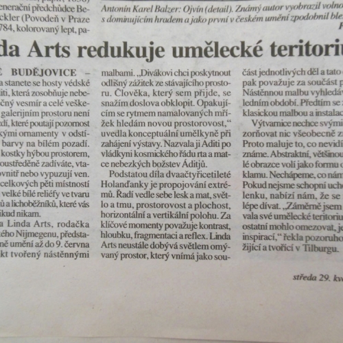 Linda Arts redukuie umelecke teritoium (CZ)